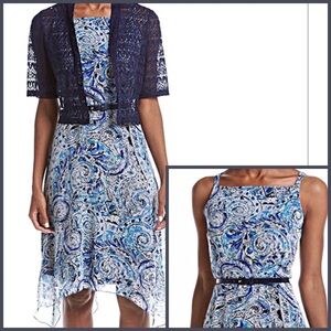 Blue Multi Chiffon Jacket Dress